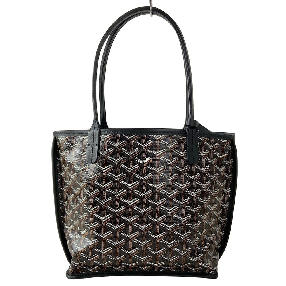 Goyard Ange Mini Handbag Black Dark Brown White chevroche calfskin Canvas